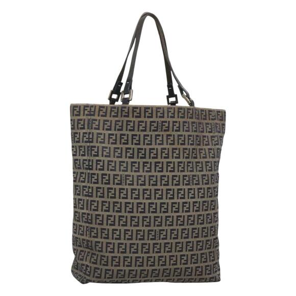 FENDI Zucchino Canvas Tote Bag Navy Silver - Picture 1 of 12